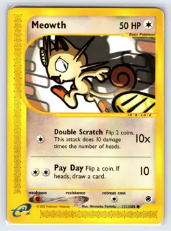 Meowth 121/165 2002 Expedition Base Set Pokemon Card Vintage WOTC Common - Mp - Image 1