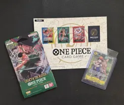 One Piece Monkey D Luffy OP10-111 Promo Card Mint Sealed w/ Stickers + BOOSTER ! - Image 1