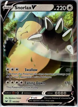 Snorlax V 141/202 SWSH01: Sword & Shield Base Set - Pokemon Card - NM - Image 1