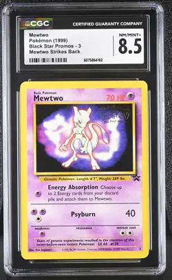 CGC 8.5 Mewtwo 1999 Black Star Promos 3 WB Movie Pokemon Card - Image 1