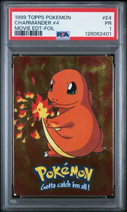 PSA 1 Charmander Foil #E4 Topps Blue Label Pokemon Movie Edition Stage 1 PR - Image 1