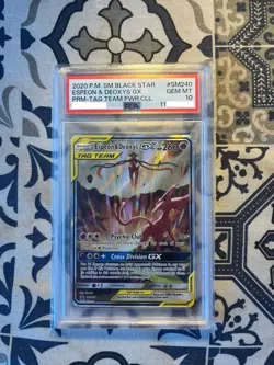 Pokemon Espeon & Deoxys GX Tag Team Power Coll. Full Art Promo SM240 PSA 10 - Image 1