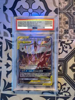 Pokemon Espeon & Deoxys GX Tag Team Power Coll. Full Art Promo SM240 PSA 10 - Image 2