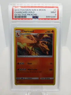 2019 POKEMON GAME SUN & MOON #5 CHARIZARD HOLO DETECTIVE PIKACHU PSA 9 MINT RARE - Image 1