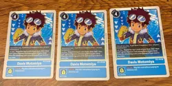 Digimon Card Game 3x BT3-093 Davis Motomiya Tamer Rare Memory Blue - Image 1