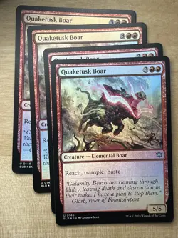 Quaketusk Boar Foil x4 Playset Bloomburrow BLM MTG - Image 1