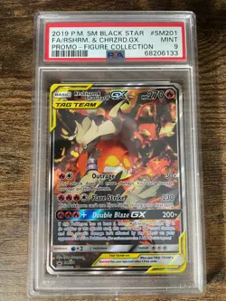 Pokemon Reshiram & Charizard GX SM201 Sm Holo PSA 9 - Image 1