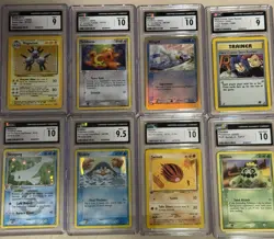 16 Graded Pokemon Slabs - Rares - Holos - Low POPs - Variety - CGC High Grades - Image 1