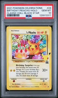 PSA 10 Birthday Pikachu Holo #24 Pokemon Celebrations Classic Collection Promo - Image 1