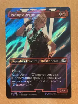 MTG Magic the Gathering Prompto Argentum Borderless Foil Surge Final Fantasy NM - Image 1
