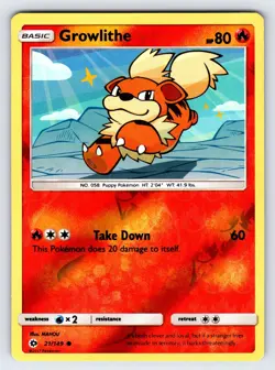 Growlithe 21/149 2017 Sun & Moon Base Set Pokemon Card Reverse Holo - Nm/Vlp - Image 1