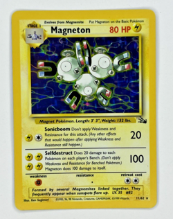 Magneton Pokemon TCG Unlimited Holo Rare Card 11/62 Fossil Set - Image 1