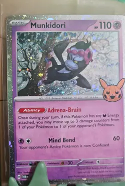 Pokemon Munkidori Card #095/167 Sv06: Twilight Masquerade Holo W/ "Fart" Swirl - Image 1