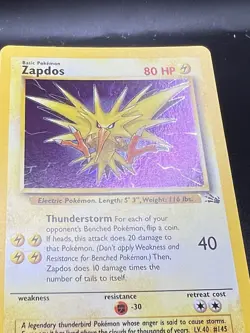Zapdos 15/62 Fossil Holo Pokemon TCG - Unlimited NM BE3 - Image 3
