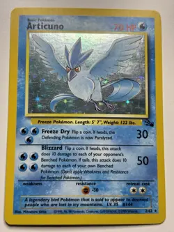 Pokemon TCG Articuno Fossil Holo Unlimited Rare Card 2/62 LP Condition - Image 1
