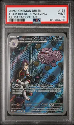 Team Rocket's Weezing ⭐ 199 Sv10: Destined Rivals Holo Pokemon PSA 9 JUST GRADED - Image 1