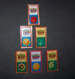 Pokemon League Pins / Badges Original Vintage (Set of 6) Includes all 6 pins! C - Image 1