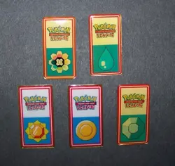 Pokemon League Pins / Badges Original Vintage (Set of 5) Includes all 5 pins! - Image 1