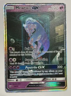 Pokemon Mewtwo GX TCG Shining Legends Holo Card 78/73 Secret Rare - Image 2