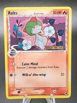 Ralts Dragon Frontiers EX Series POKEMON Reverse Holo Foil Stamped 2006 #61 - Image 1