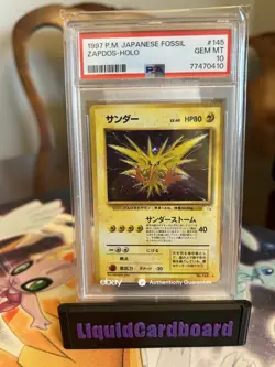 PSA 10 1997 Zapdos Pokemon Card Japanese Fossil Holo #145 Vintage GEM MINT - Image 1