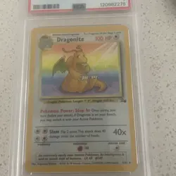 1999 Pokemon Fossil - Dragonite Holo Card #4/62 PSA 7 near mint - Image 4