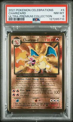 PSA 8 - 2021 Pokemon Celebrations UPC CHARIZARD Gold Metal Card #4 (1913) - Image 1
