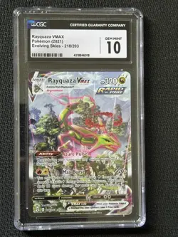 CGC 10 Rayquaza VMAX 2021 Evolving Skies 218/203 Alt Art Pokemon Card - Image 1