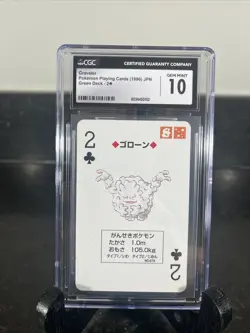 1996 Pokemon Playing Cards JPN Green Deck 2 of Clubs Graveler CGC 10 PSA - Image 1