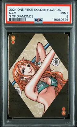 2024 ONE PIECE GOLDEN PLAYING CARDS THE STRAW HAT CREW 3 OF DIAMONDS NAMI PSA 9 - Image 1