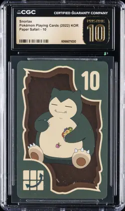 2022 POKEMON PLAYING CARDS KOREAN PAPER SAFARI #10 SNORLAX CGC 10 PRISTINE - Image 1