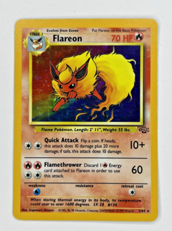 Pokemon TCG Flareon Jungle Holo Card 3/64 Unlimited Rare Vintage 1999 WOTC - Image 1