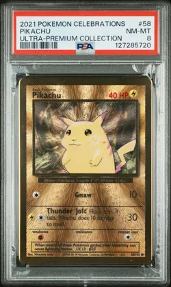 2021 POKEMON CELEBRATIONS ULTRA PREMIUM COLLECTION UPC #58 PIKACHU PSA 8 - Image 1