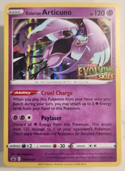 Pokemon TCG Galarian Articuno SWSH123 Black Star PR Evolving Skies PreRelease NM - Image 1