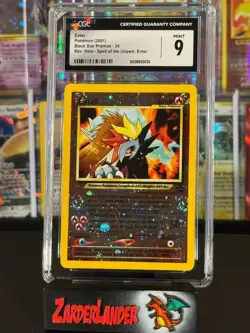 4 Swirls! CGC 9 MINT Entei 2001 Black Star Movie Promo Reverse Holo Pokemon Card - Image 1