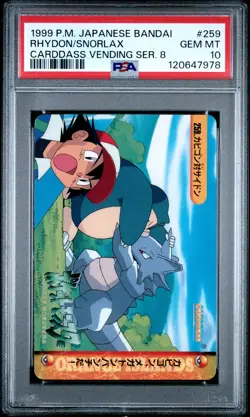 1999 POKEMON JPN BANDAI CARDDASS VENDING SERIES 8 #259 RHYDON/SNORLAX PSA 10 - Image 1