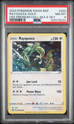 2024 POKEMON SWSH PROMO CROWN ZENITH PREMIUM COLLECTION #029 RAYQUAZA-HOLO PSA 8 - Image 1
