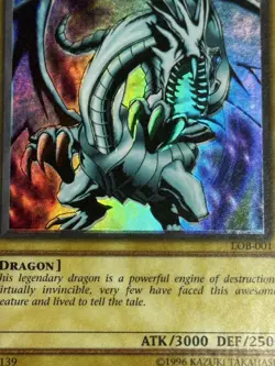 Yugioh 2002 Blue-Eyes White Dragon LOB-001 Unlimited Foil Shift Misprint Error - Image 5