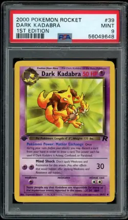Dark Kadabra 1st Edition PSA 9 39/82 Team Rocket Pokemon Card - Image 1