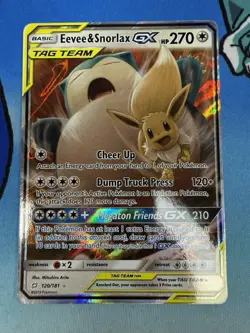Eevee & Snorlax GX 120/181 Sm-Team Up Holo Card Near Mint Condition - Image 1