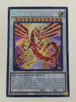 Yugioh Crimson Dragon - 1st Edition Secret Rare NM - Free Holo Card - Image 1