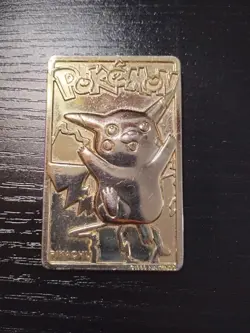 Pokemon Pikachu Gold Plated Card #25 1999 Burger King, Vintage Metal TCG - Image 1