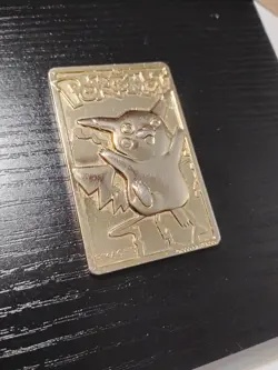Pokemon Pikachu Gold Plated Card #25 1999 Burger King, Vintage Metal TCG - Image 2