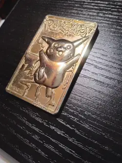 Pokemon Pikachu Gold Plated Card #25 1999 Burger King, Vintage Metal TCG - Image 3