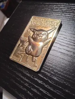 Pokemon Pikachu Gold Plated Card #25 1999 Burger King, Vintage Metal TCG - Image 4