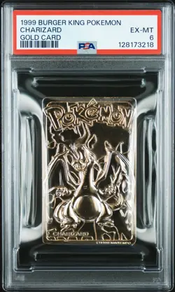 1999 BURGER KING POKEMON GOLD CARDS CHARIZARD PSA 6 - Image 1