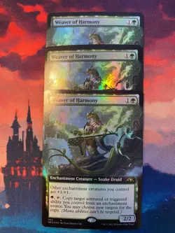 MTG Kamigawa Neon Dynasty Weaver of Harmony Extended Art Foil x 3 - Image 1