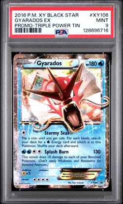 2016 POKEMON XY BLACK STAR PROMO TRIPLE POWER TIN #XY106 GYARADOS EX PSA 9 - Image 1