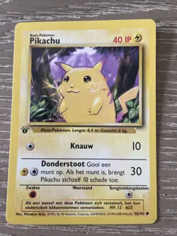 Pikachu DUTCH 58/102 1st Edition Base Set NM DUTCH Pokemon Free Ship - Image 1