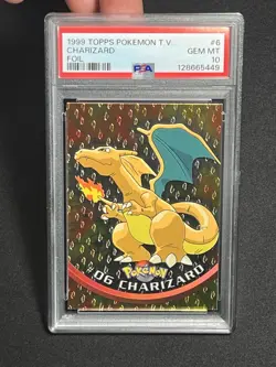 Topps Pokemon series 1 Charizard #6 silver foil embossed flames 3rd print PSA 10 - Image 1